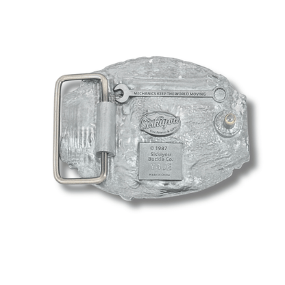 Silver belt buckle with 'Castiglione' branding on a white background