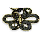 King Cobra Belt Buckle | Antique Brass Snake Design - Flash My Buckle
