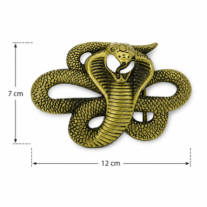 King Cobra Belt Buckle | Antique Brass Snake Design