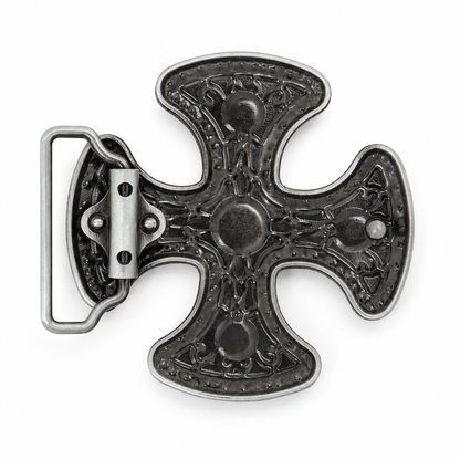 Decorative  cross belt buckle on a white background
