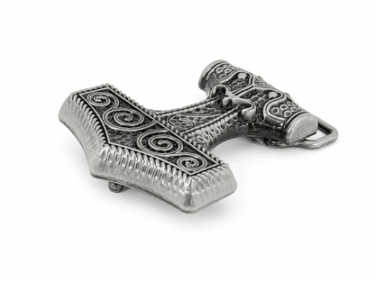 Anchor belt buckle with intricate designs on a white background
