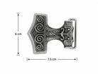 Anchor belt buckle with measurements on a white background