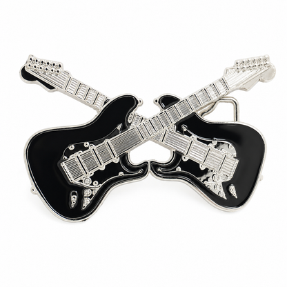 2 Guitars Belt Buckle