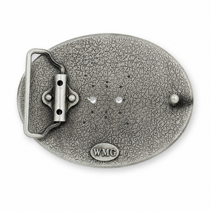 rear of oval longhorn belt buckle
