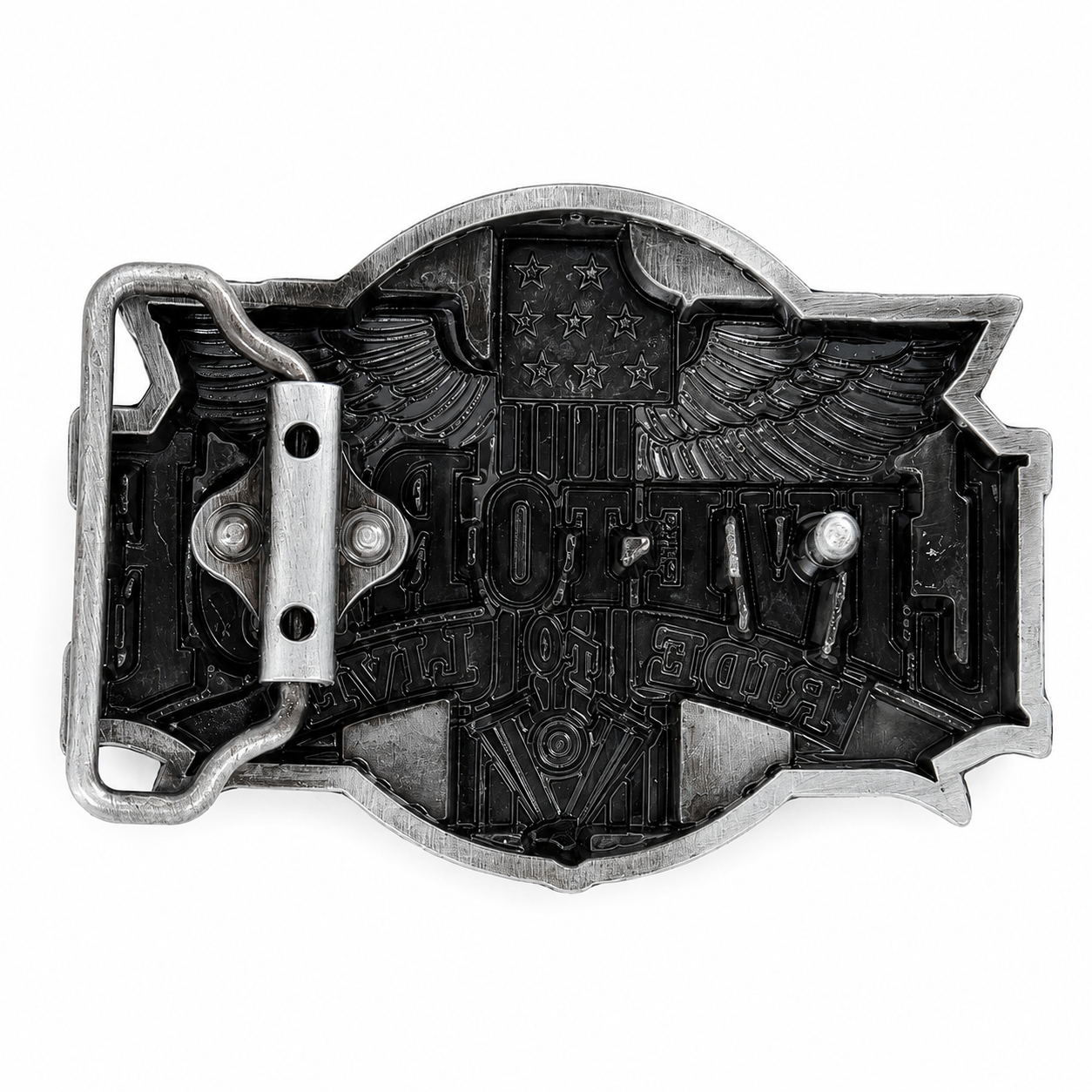 Live to Ride Belt Buckle | Wings, V-Twin Engine & Stars