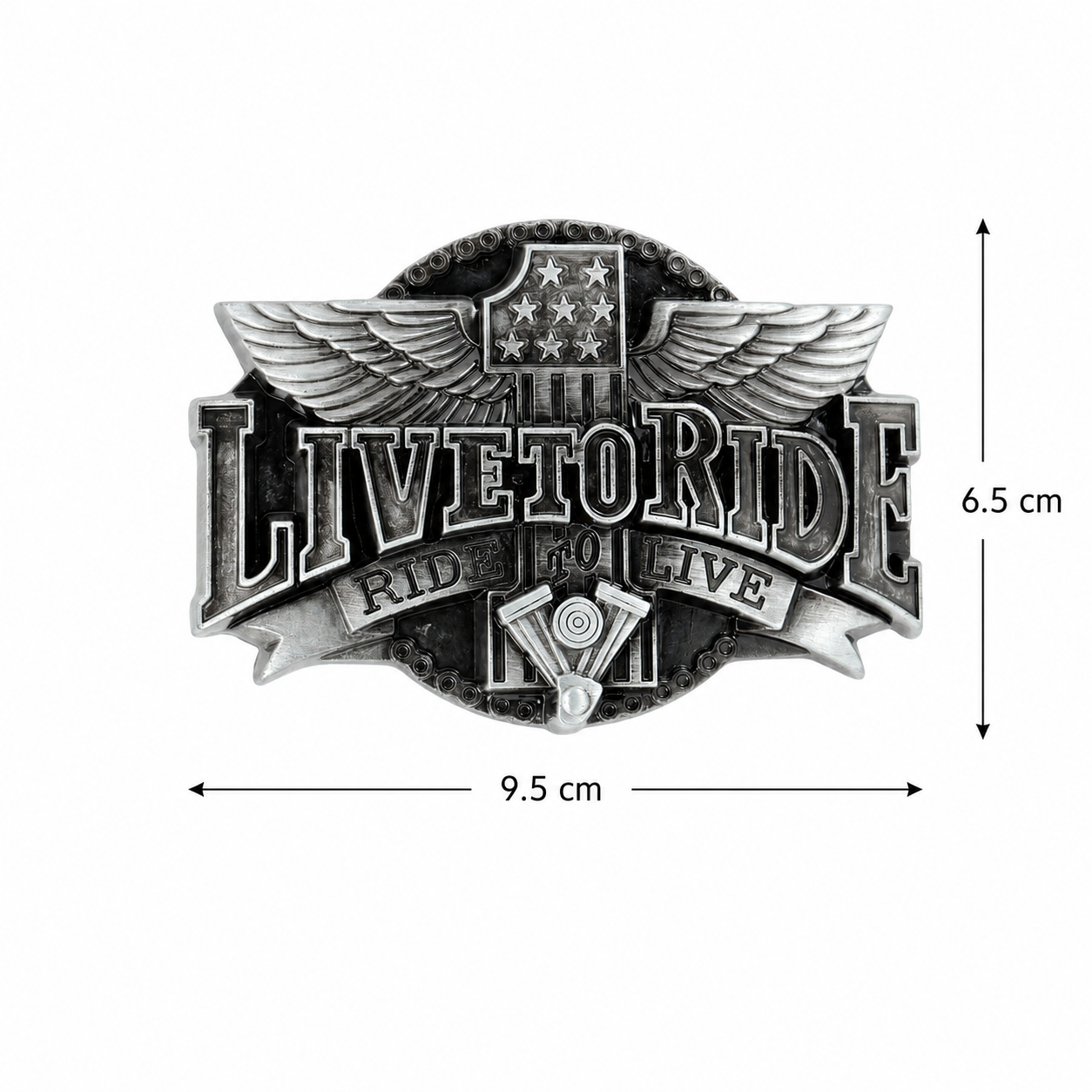Live to Ride Belt Buckle | Wings, V-Twin Engine & Stars