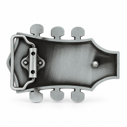 Rear of FMB226 guitar headstock belt buckle showing belt loop and hook fitting