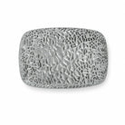 A silver-toned metal belt buckle with a textured, hammered, and cracked stone-like pattern, shown on a plain white background.