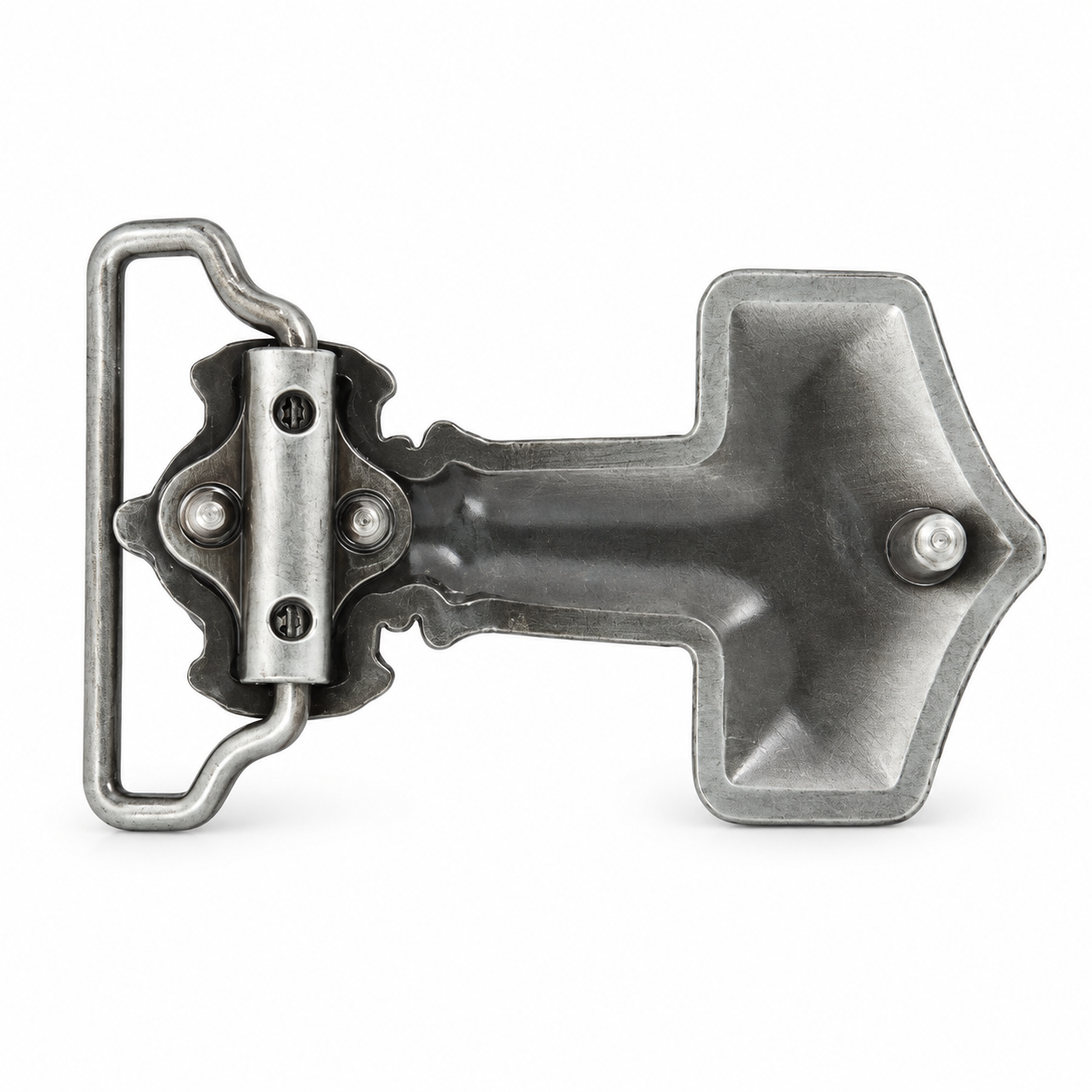Rear of FMB233 Viking hammer belt buckle showing belt loop and hook fitting