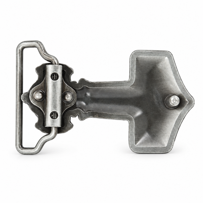 Rear of FMB233 Viking hammer belt buckle showing belt loop and hook fitting