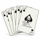 Royal Flush belt buckle front showing 10, Jack, Queen, King and skull Ace of Spades