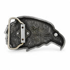 Eagle Head Belt Buckle - rear view showing belt fitting hardware