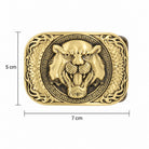 Antique gold tiger head belt buckle size guide