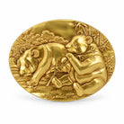 Golden Panda Belt Buckle front view - gold panda bamboo design