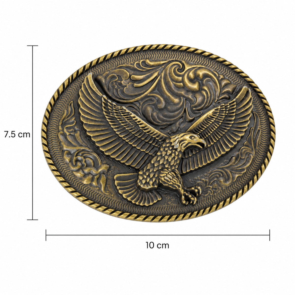 Antique bronze flying eagle belt buckle size guide