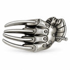 Razor glove belt buckle with horror claw design in grey metal, front view