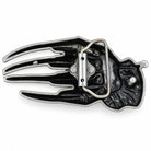 Razor glove belt buckle horror claw design, rear view showing claw blades