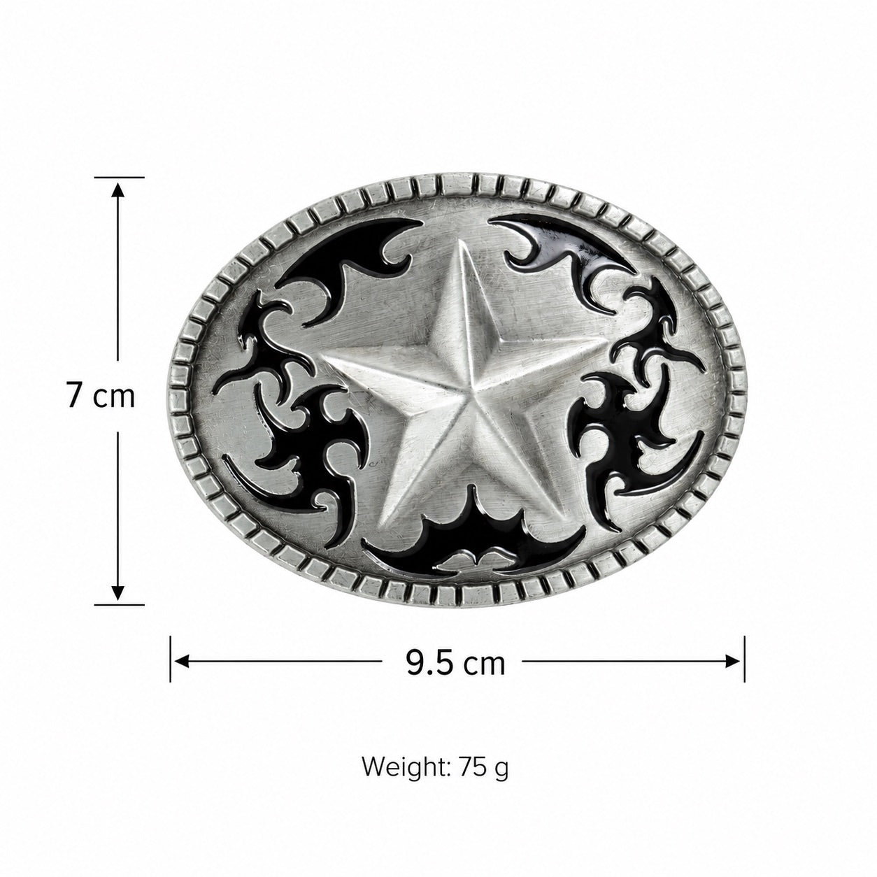 Lone Star Belt Buckle – Western Tribal Flame Antique Silver
