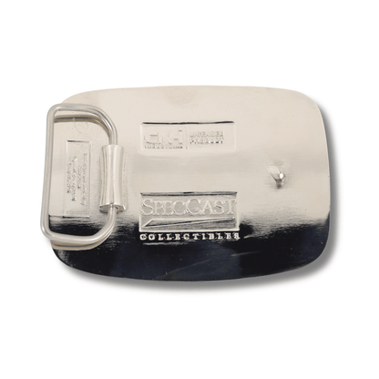 New Holland Belt Buckle with 'SpecCast Collectibles' branding on a chrome 
background