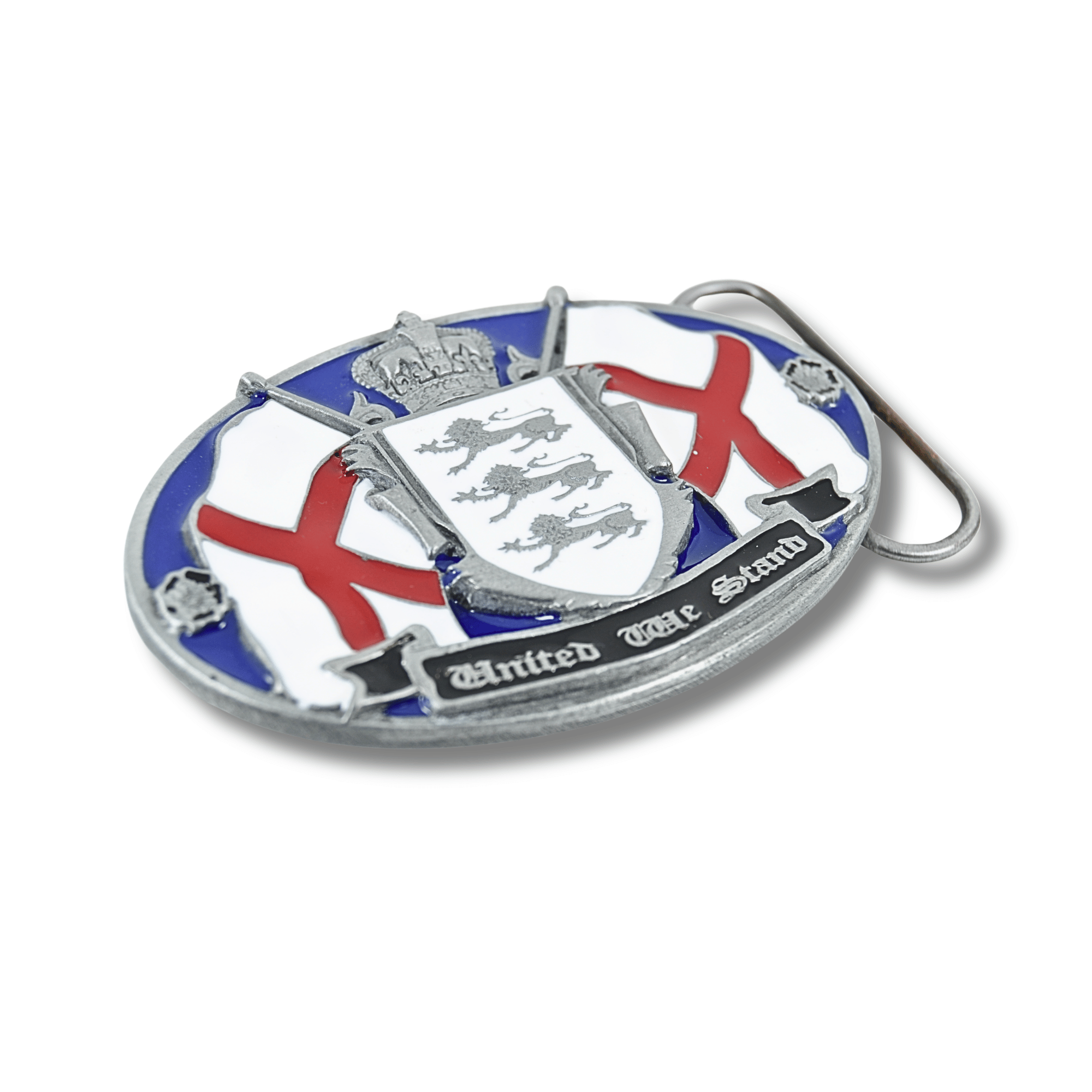 Belt Buckle with coat of arms design on a white background