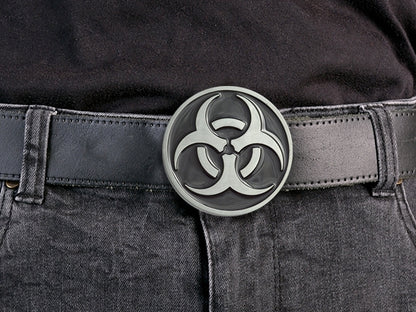 Biohazard Belt Buckle – Black & Silver Symbol