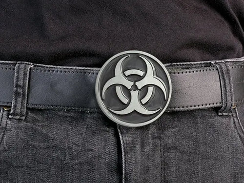Biohazard Belt Buckle – Black & Silver - Flash My Buckle