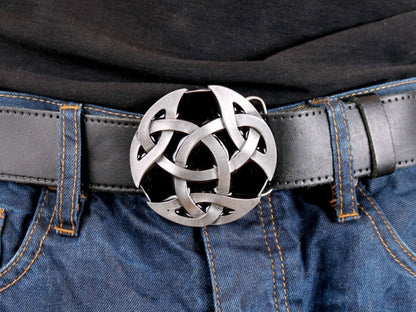 Celtic Belt Buckle – Black Enamel Knotwork