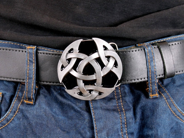 Celtic Belt Buckle – Black Enamel Knotwork