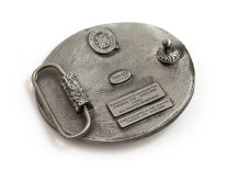 Rear view of the celtic cross belt buckle on a white background