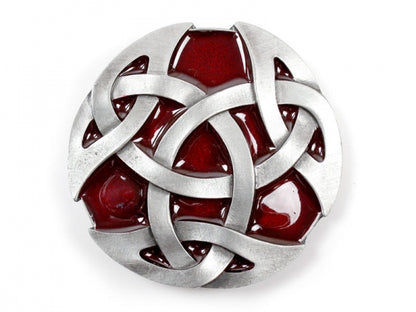 Celtic Belt Buckle – Red Enamel Interlace
