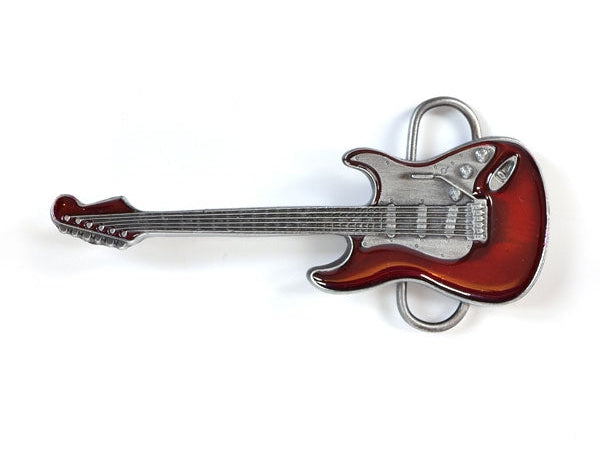 Red Guitar Belt Buckle
