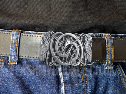 Intertwined Celtic Birds (Black) Belt Buckle