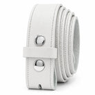 White 38mm leather belt for buckles - snap-fit strap made in UK
