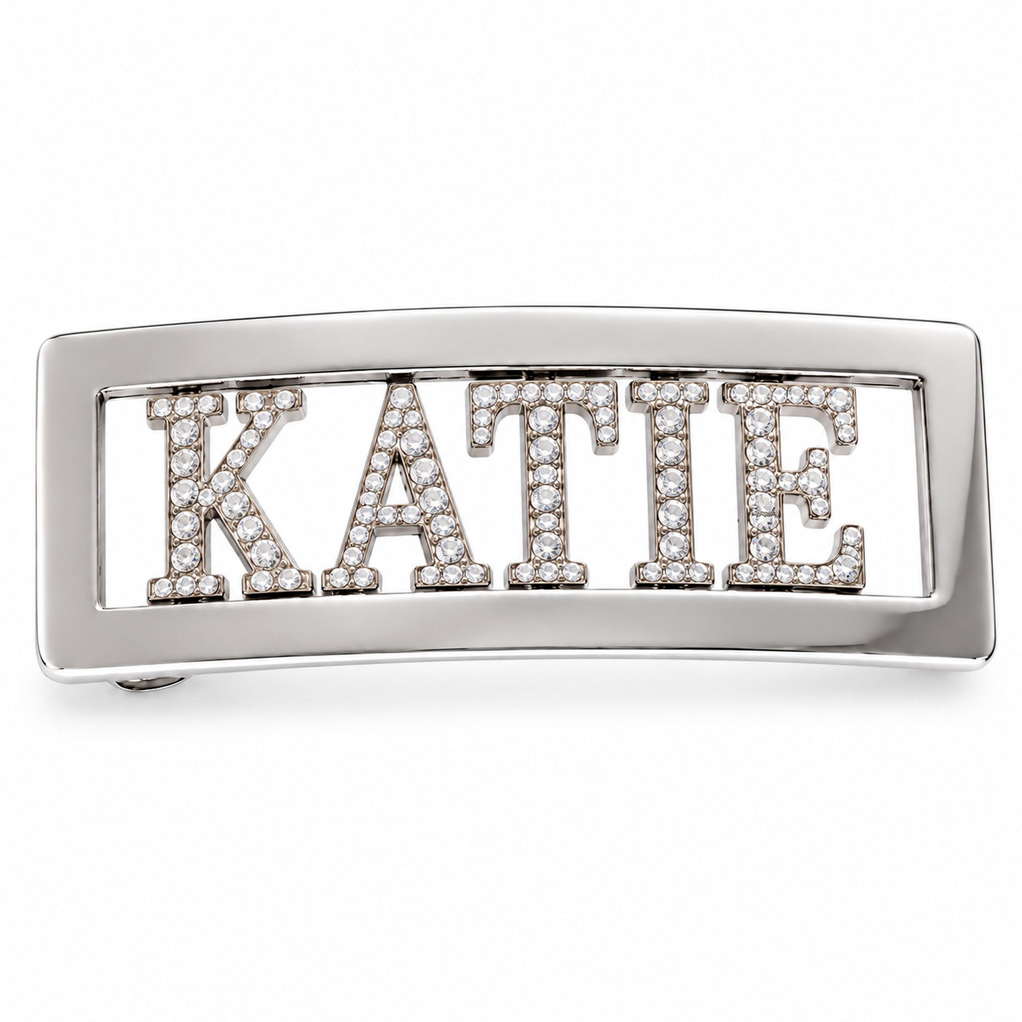 Personalised KATIE name belt buckle with diamanté letter design