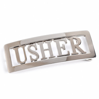 Polished chrome personalised USHER belt buckle for a wedding usher gift