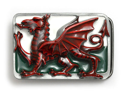 Welsh Dragon Red Enamel Patriotic Flag Belt Buckle