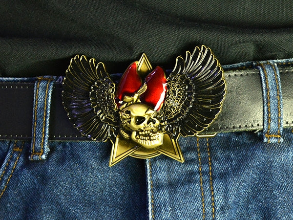 Winged Skull Belt Buckle