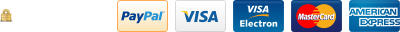 Secure payments with PayPal, Visa, Visa Electron, Mastercard, American Express