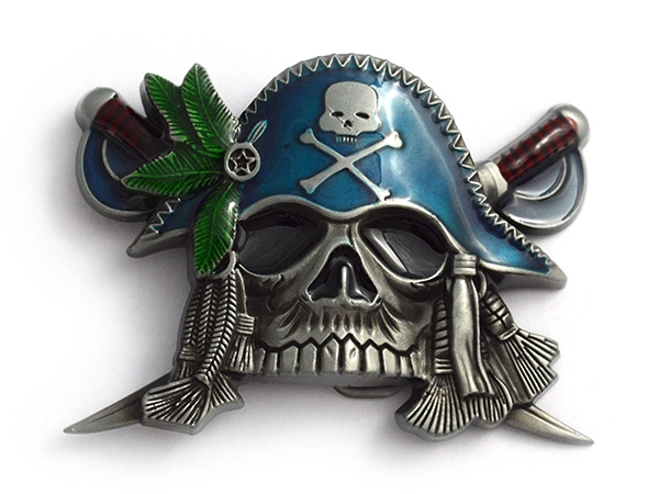 Pirate Skull & Crossed Cutlasses  Belt Buckle