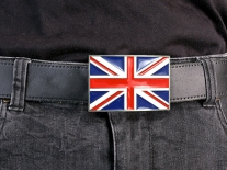 Union Jack Flag Belt Buckle – Bold Red, White & Blue – UK British Flag Design – Fits Standard Snap Belts Belt Buckle