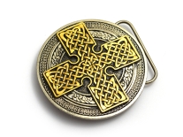 Celtic Circle Cross Gold & Silver Belt Buckle