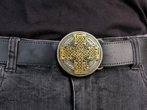 Celtic Circle Cross Gold & Silver Belt Buckle