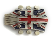 Guitar Head with Union Jack Belt Buckle