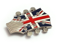 Guitar Head with Union Jack Belt Buckle