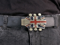 Guitar Head with Union Jack Belt Buckle