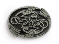 Intertwined Celtic Birds (Black & Silver) Belt Buckle