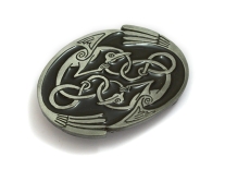 Intertwined Celtic Birds (Black & Silver) Belt Buckle
