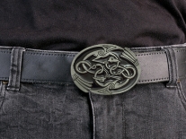Intertwined Celtic Birds (Black & Silver) Belt Buckle