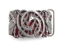 Intertwined Celtic Birds (Red) Belt Buckle