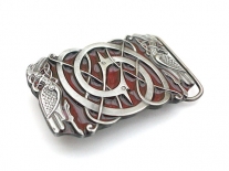 Intertwined Celtic Birds (Red) Belt Buckle